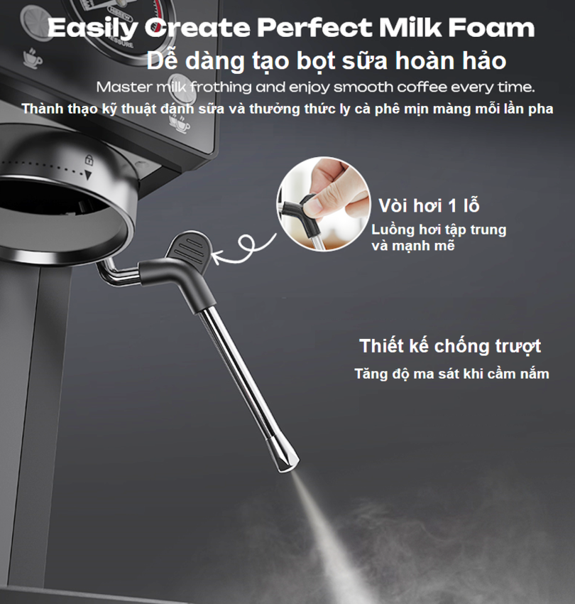 Máy pha và xay cà phê bán tự động 3 trong 1 Espresso, Cappuccino, Latte thương hiệu Mỹ cao cấp HiBREW H20 - Công suất 1500W 20bar - Hàng nhập khẩu