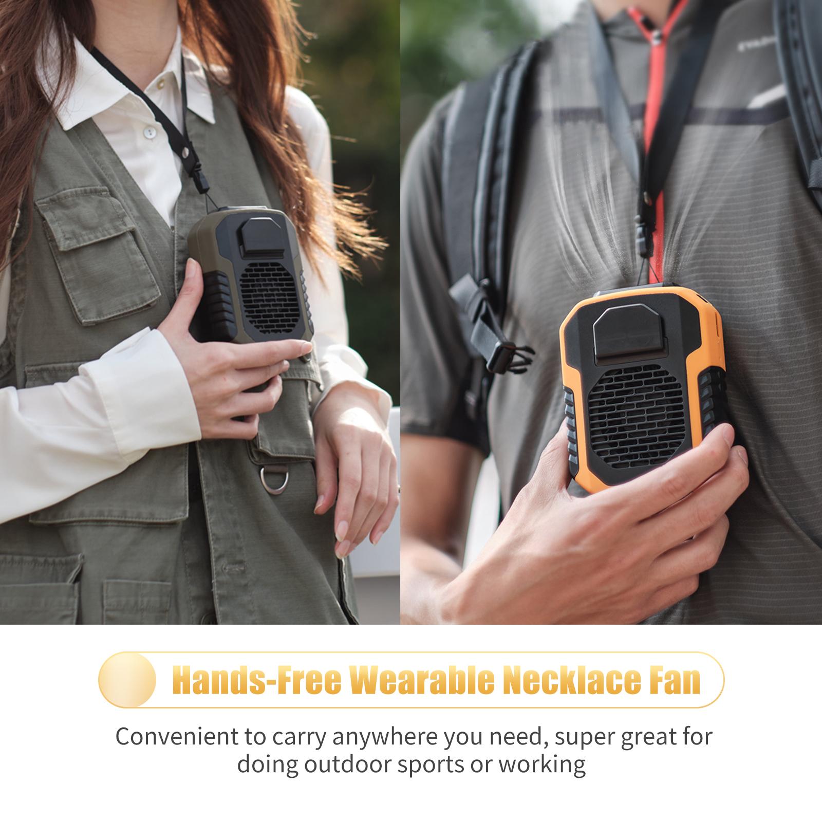 Mini Waist Clip Fan With 6000mah Battery Hands-Free Wearable Necklace Fan 3 Speeds Fan Belt Fan Emergency Power Bank