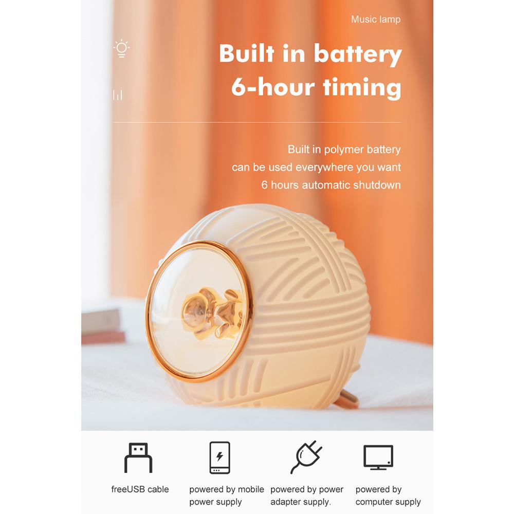 Kids Night Light USB Music Player with Auto-Off Timer Built-in 800mAh Rechargeable Battery 3 Brightness Levels Baby Sleep Soother Lamp for Living Room Bedroom Bedside Nursery