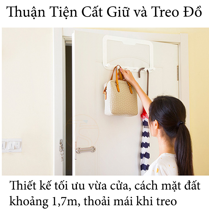 Móc Treo Đồ Sau Cửa 6 Móc E1605 - Giá Đỡ Dán Sau Cửa Treo Quần Áo Nón Tiện Lợi