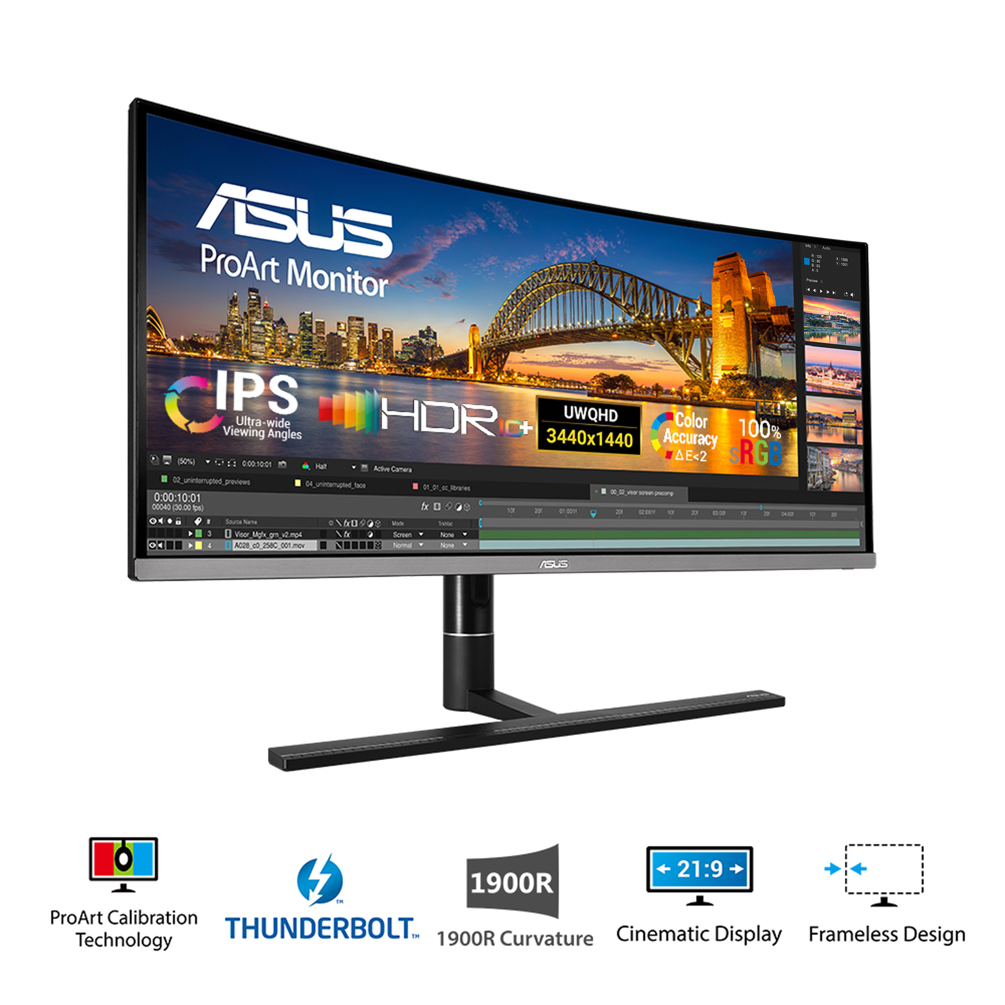 Màn Hình Cong Đồ Họa Asus ProArt PA34VC 34 inch UWQHD (3440 x 1440) 5ms 100Hz IPS ΔE &lt; 2 Thunderbolt 3 HDR10 100% sRGB - Hàng Chính Hãng