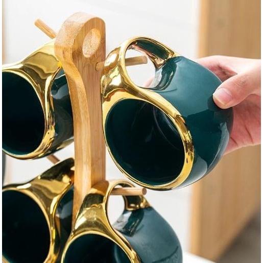 BỘ BÌNH TRÀ BOM, ĐỰNG
NƯỚC UỐNG GỐM SỨ CAO CẤP CÓ VÒI, 6 CỐC VÀ GIÁ TREO CỐC