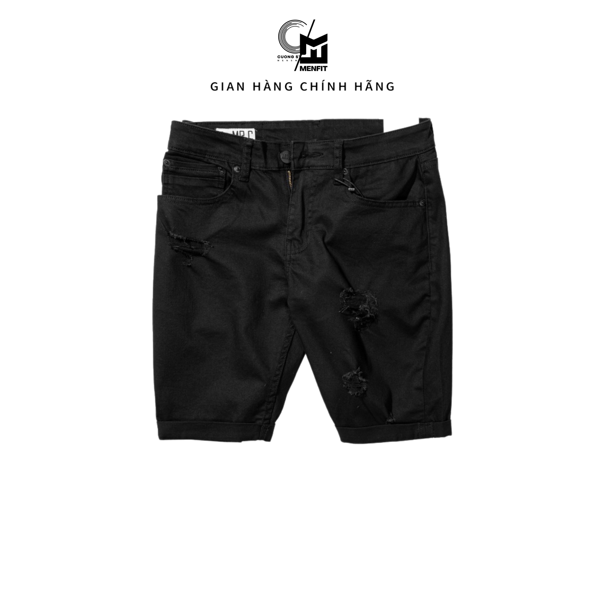 Quần short jean nam đen rách MRC S174 chất cotton cao cấp, form ôm vừa vặn, tôn dáng, trẻ trung - CUONG STORE