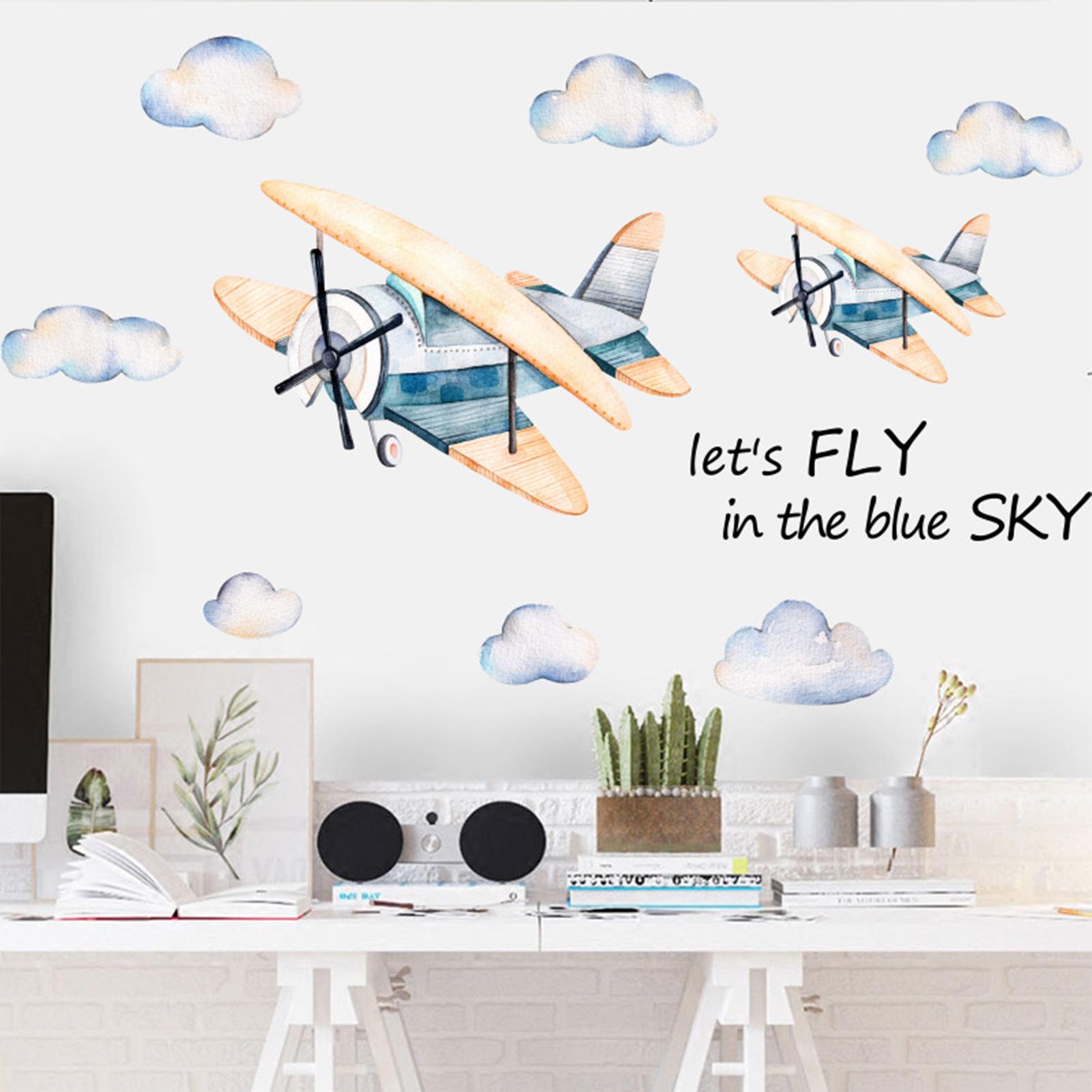Decal Dán tường Có thể tháo rời Vinyl chủ đề máy bay cho trẻ em