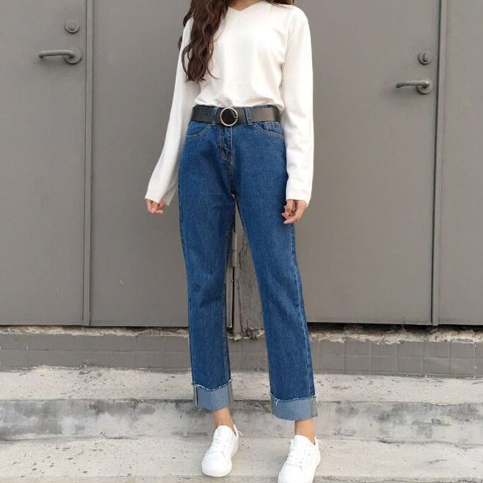 Quần Jeans nữ ống rộng Ulzzang Quảng Châu QDJ68