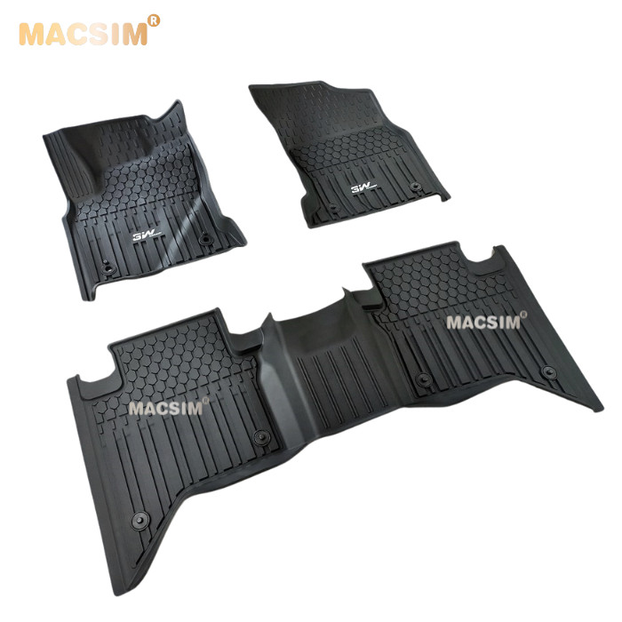 Thảm lót sàn xe ô tô Toyota Hilux 2020 - 2022+ Nhãn hiệu Macsim 3W chất liệu nhựa TPE đúc khuôn cao cấp - màu đen