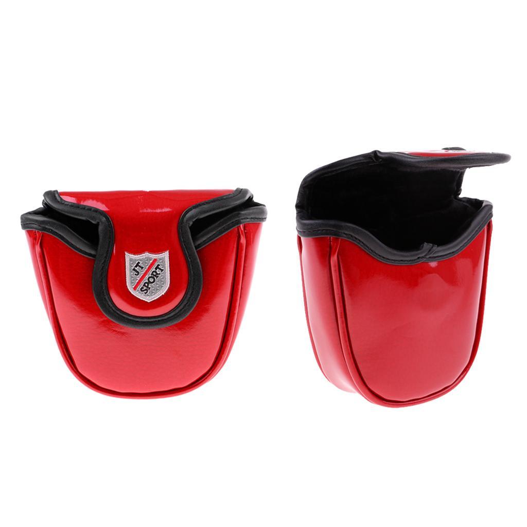 Red Golf Mallet Putter Cover, Skull Half-Mallet Headcover with Magnetic Closure - Pack of 2