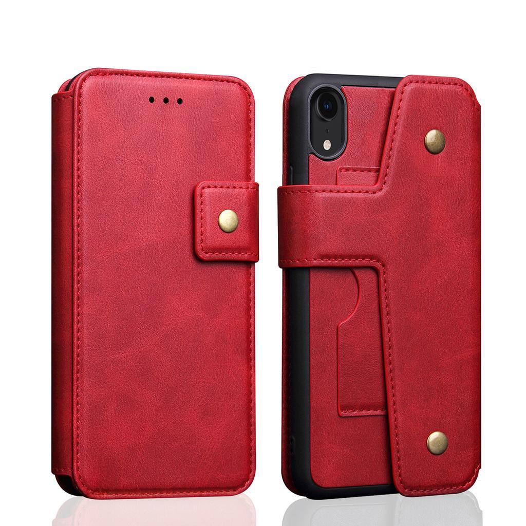 Shockproof Multifunction Wallet Phone Case for Apple iPhone XR Red