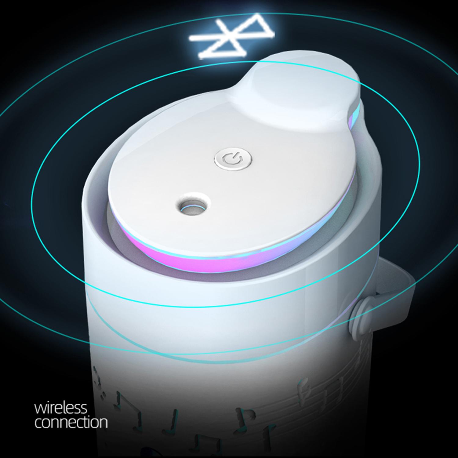 Máy khuếch tán tinh dầu tạo ẩm phun sương 1000mL, có đèn LED nhiều màu sắc và loa bluetooth