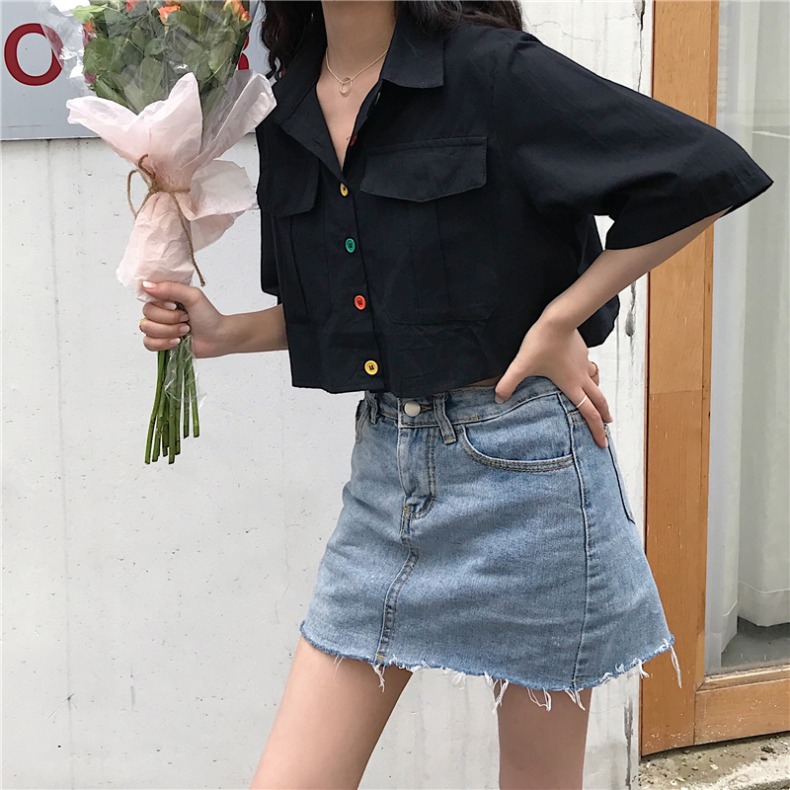 Áo kiểu croptop sơ mi Ulzzang Quảng Châu ASC95