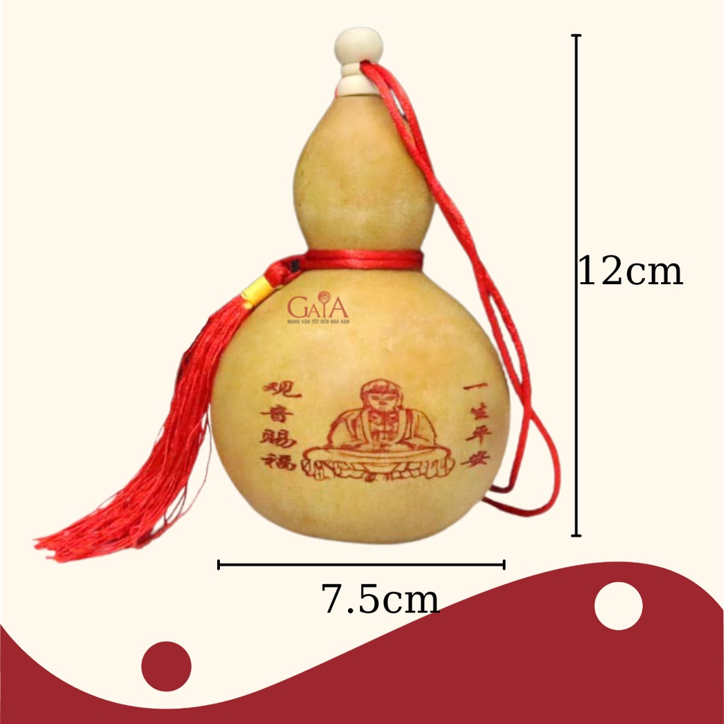 Bộ 3 bầu hồ lô tự nhiên phong thuỷ 12 x 7.5cm (hoạ tiết giao ngẫu nhiên)