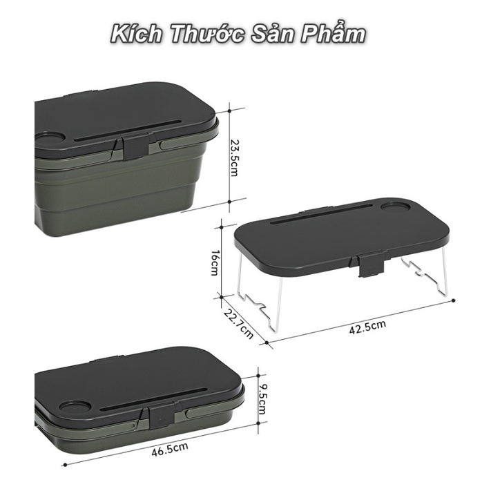 Thùng quai xách tích hợp bàn ăn đựng đồ du lịch cắm trại Storage Table Box - có thể xếp gọn