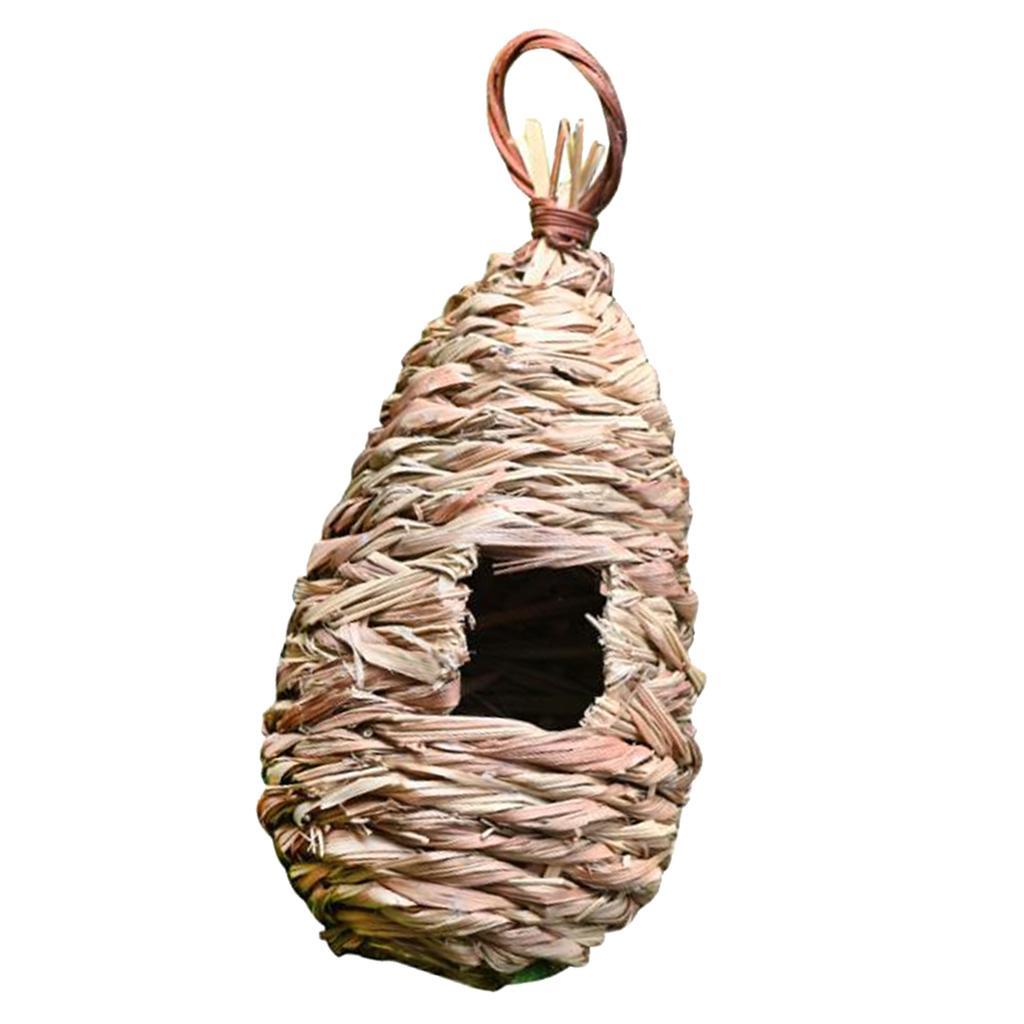 2Pcs Grass Hanging Birdhouse Pet Straw Bird Nest Tree Decoration