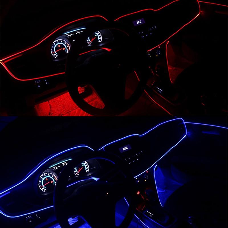 Đèn dải neon LED 5M USB linh hoạt trang trí nội thất ô tô tự làm