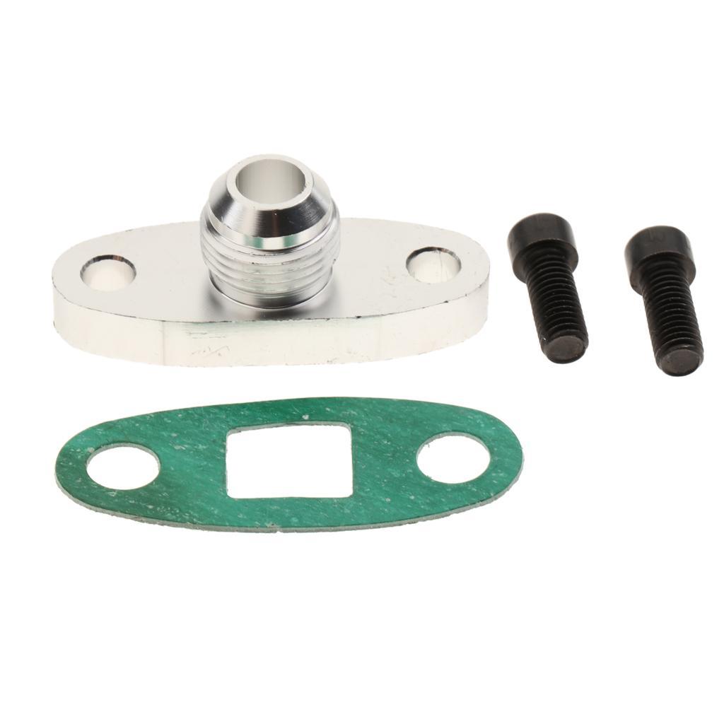 TF008 Turbo Oil Feed Inlet Flange + Gasket Adapter Kit 10AN Fitting T3 T4 Center Hole Threaded