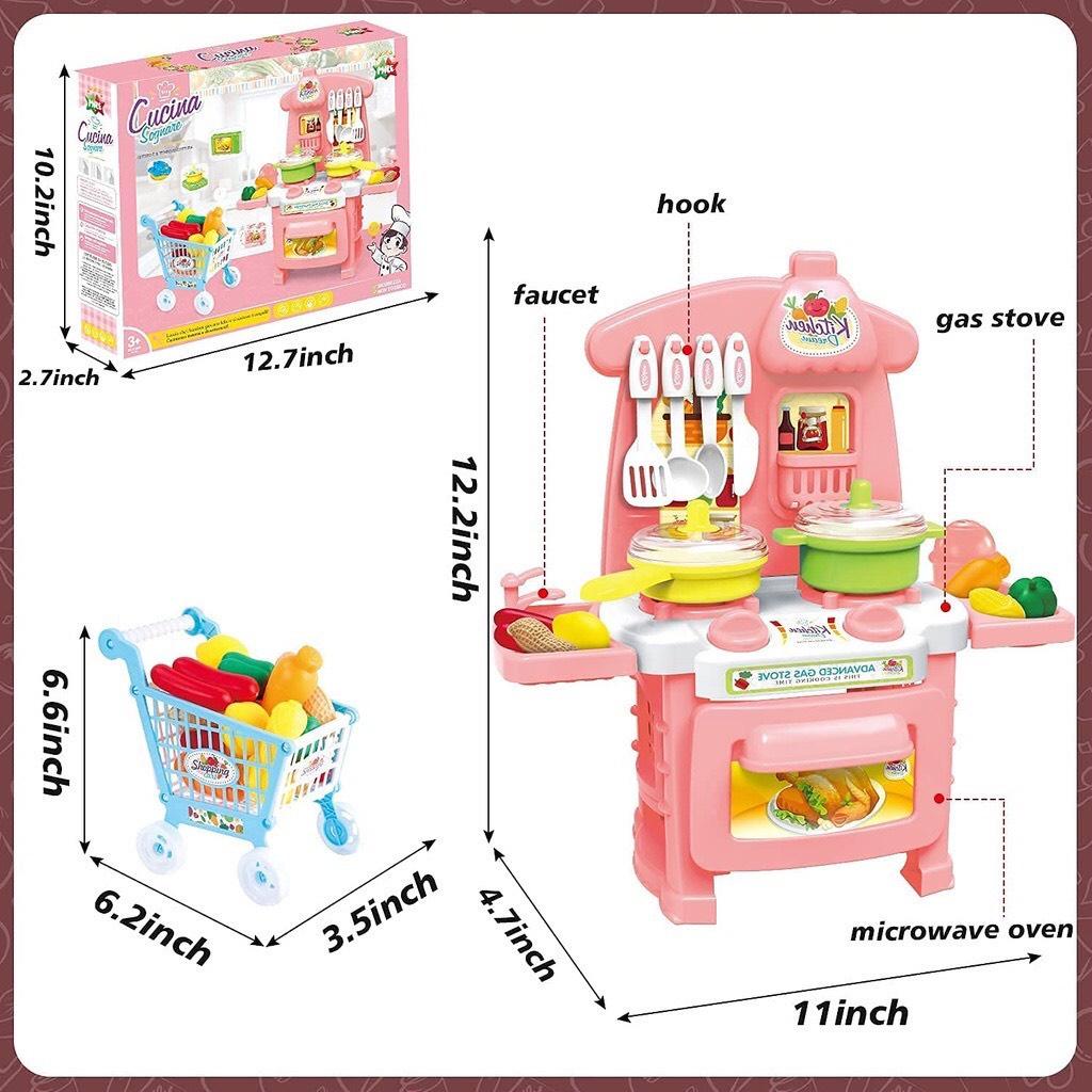 Bộ đồ chơi nấu ăn nhà bếp Kitchen Dream kèm - Bộ bếp nấu ăn cho bé kèm xe đẩy