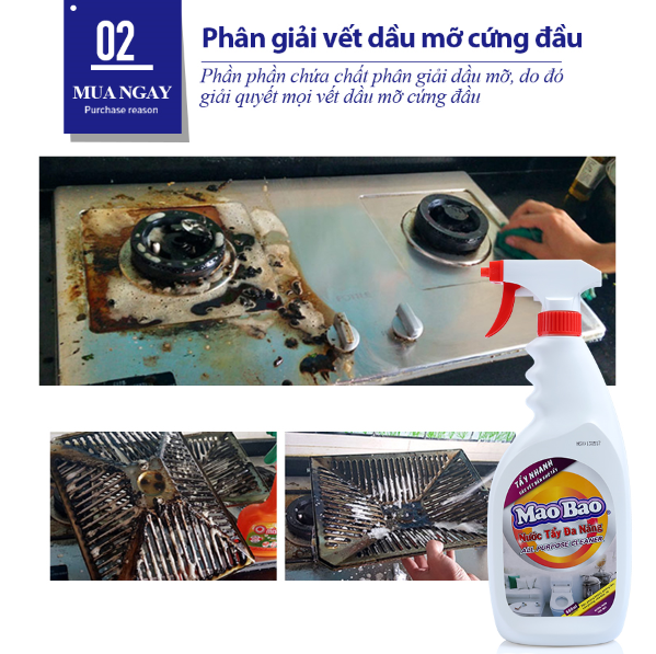 Combo 03 chai Nước Tẩy Đa Năng Mao Bao 600ml