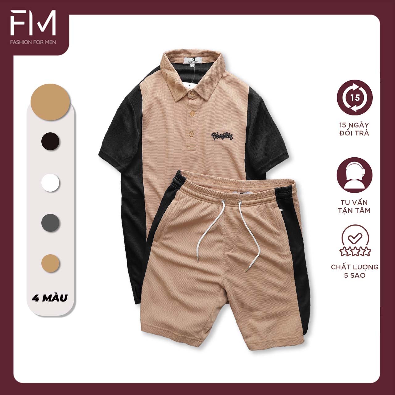 Bộ quần áo nam, set đồ nam Houston thời trang, chất thun cotton cao cấp - FORMEN SHOP- FMPS222