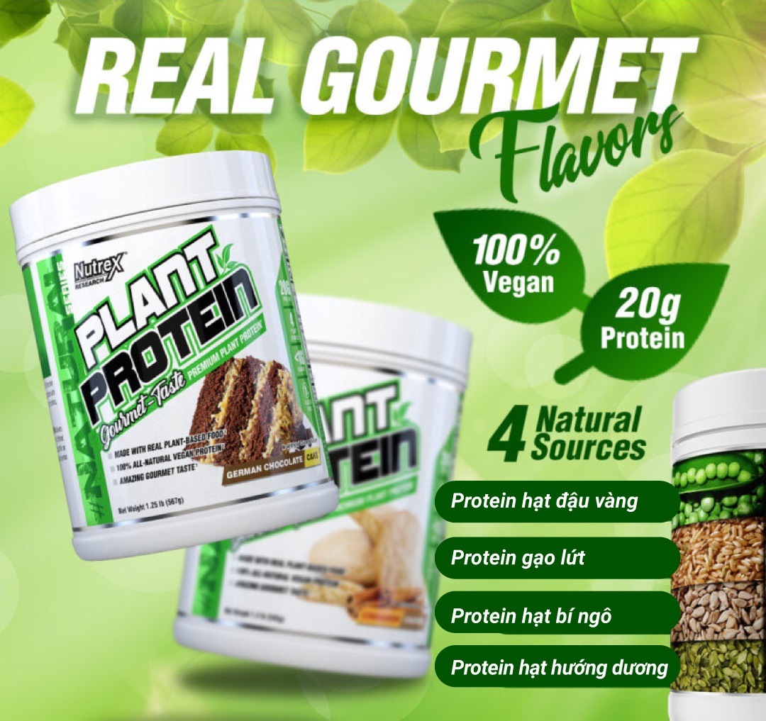 Nutrex Plant Protein, Đạm Thực Vật, Thuần Chay (100% Vegan Protein) | Nhập khẩu USA
