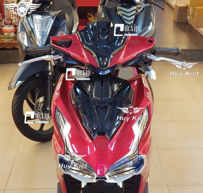 Ốp Chỉ Mũi Mặt Nạ AirBlade AB 2023 Đời Mới 160cc, 125cc, Airblade 2020 - 2023 Xi Mạ Crom, Carbon, Đen Bóng, Xi Titan 7 Màu