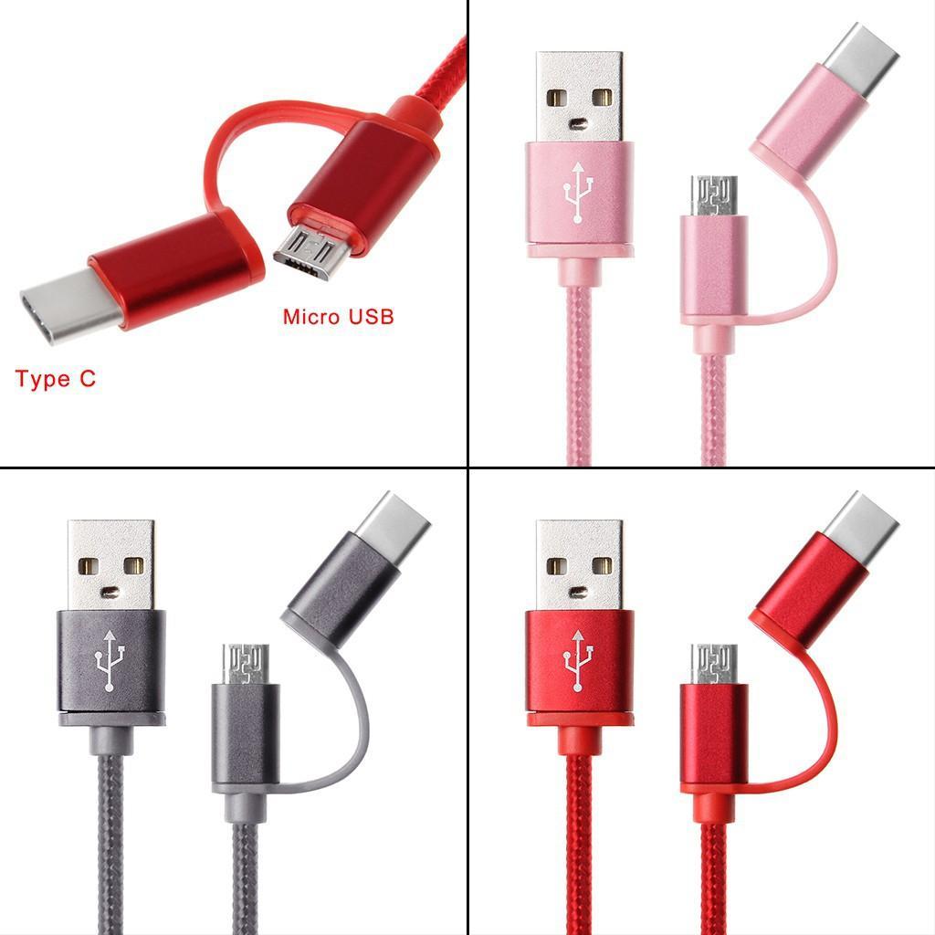 Cáp sạc 2 trong 1 chuẩn USB 2.0 và USB 3.1 Type C + Micro USB