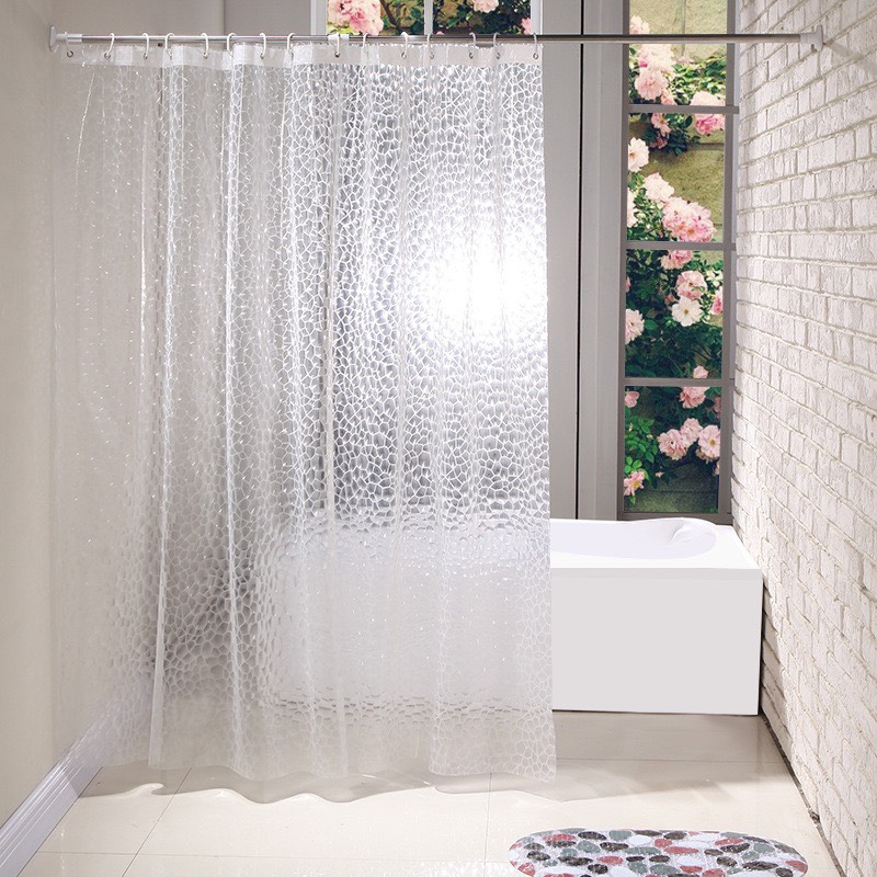 Rèm phòng tắm chống nước 1.8m*1.8m có sẵn móc POLY vải - nhiều mẫu PL001