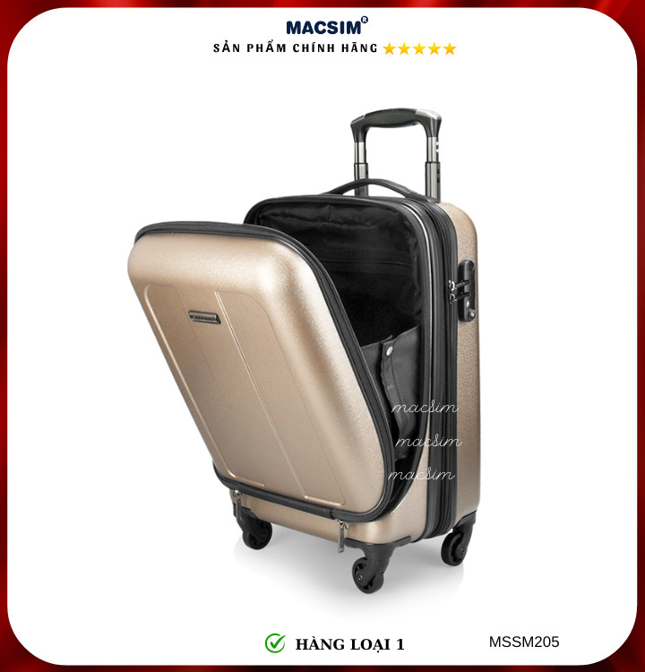 Vali cao cấp Macsim Smooire MSSM205 cỡ 20 inch màu đen, màu vàng- Hàng loại 1