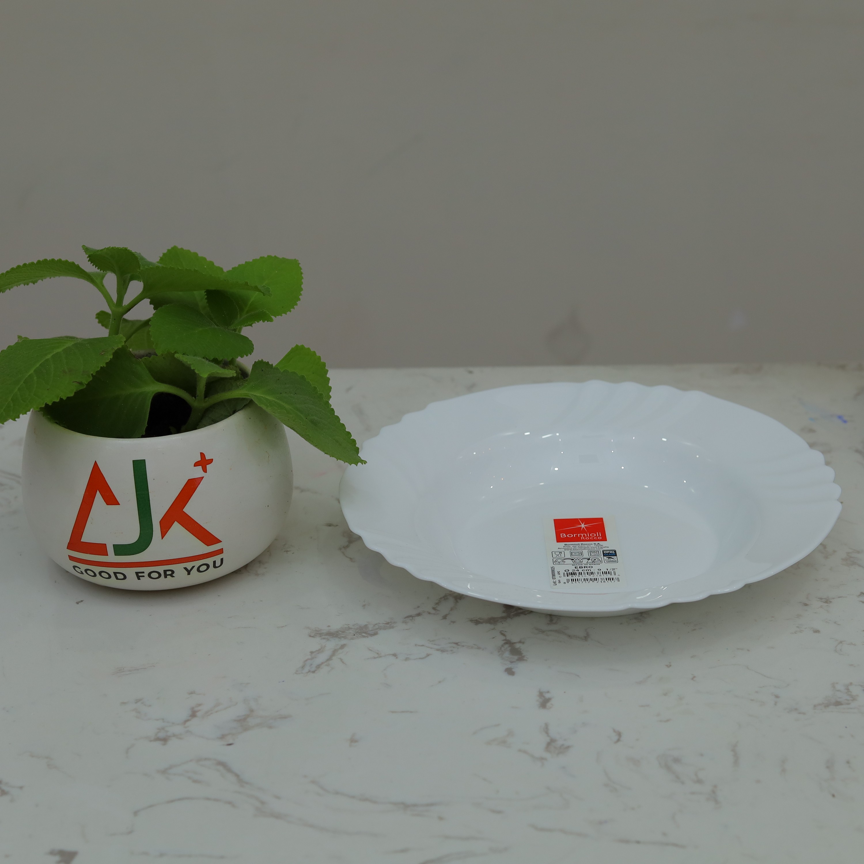 Dĩa súp tròn sứ thủy tinh cao cấp Bormioli Ebro 24cm - Hàng chính hãng, nhập khẩu tại Ý