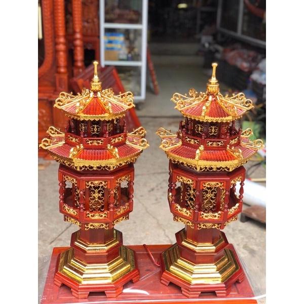 Đèn mái chùa gỗ hương cao cấp cao 61cm