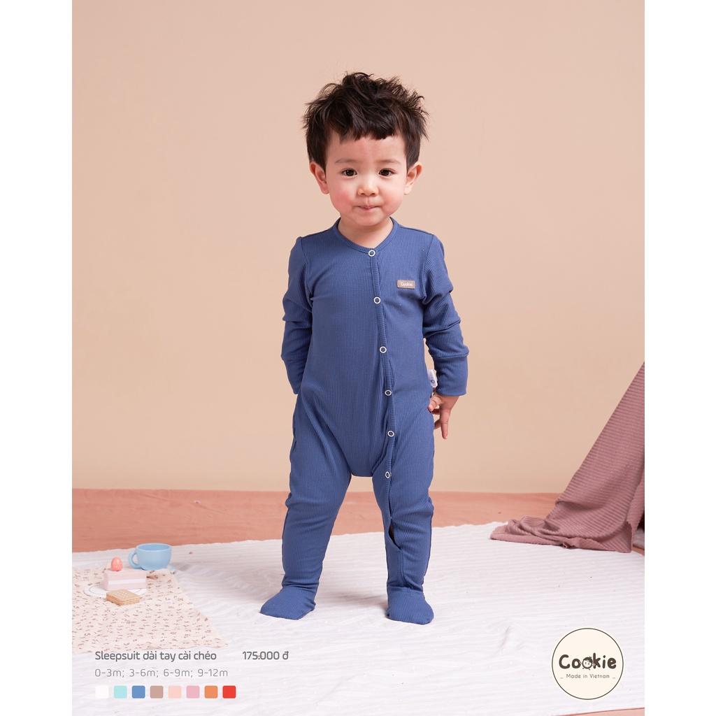 Body Có Tất Cookie/ Bộ SleepSuit Cookie Dài Tay Cài Chéo Liền Tất Chất Cotton Tăm Mềm Mại