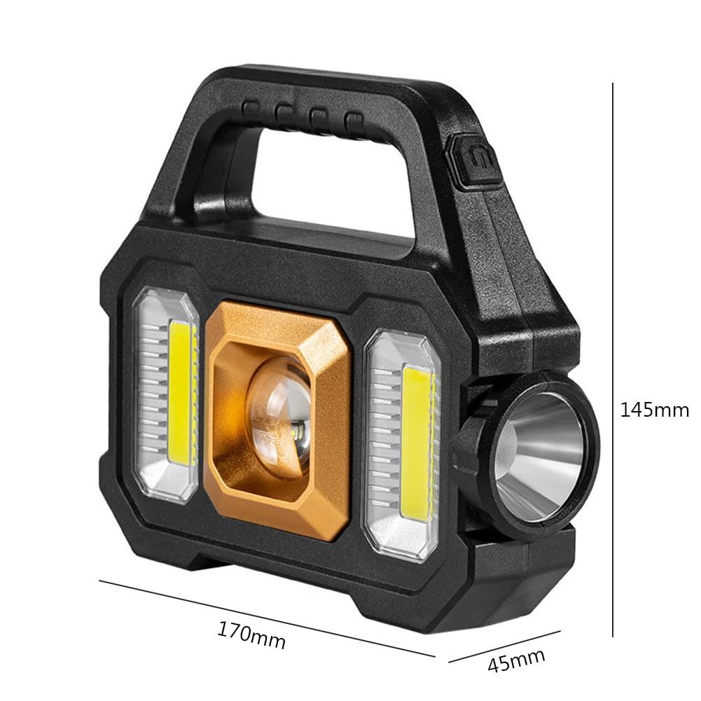Đèn pin LED Solar 2400 lumens, pin cắm trại sạc với 6 chế độ, đèn pha tay không thấm nước IPX4 với băng ghế điện để cắm trại, đi bộ đường dài, ngoài trời, khẩn cấp