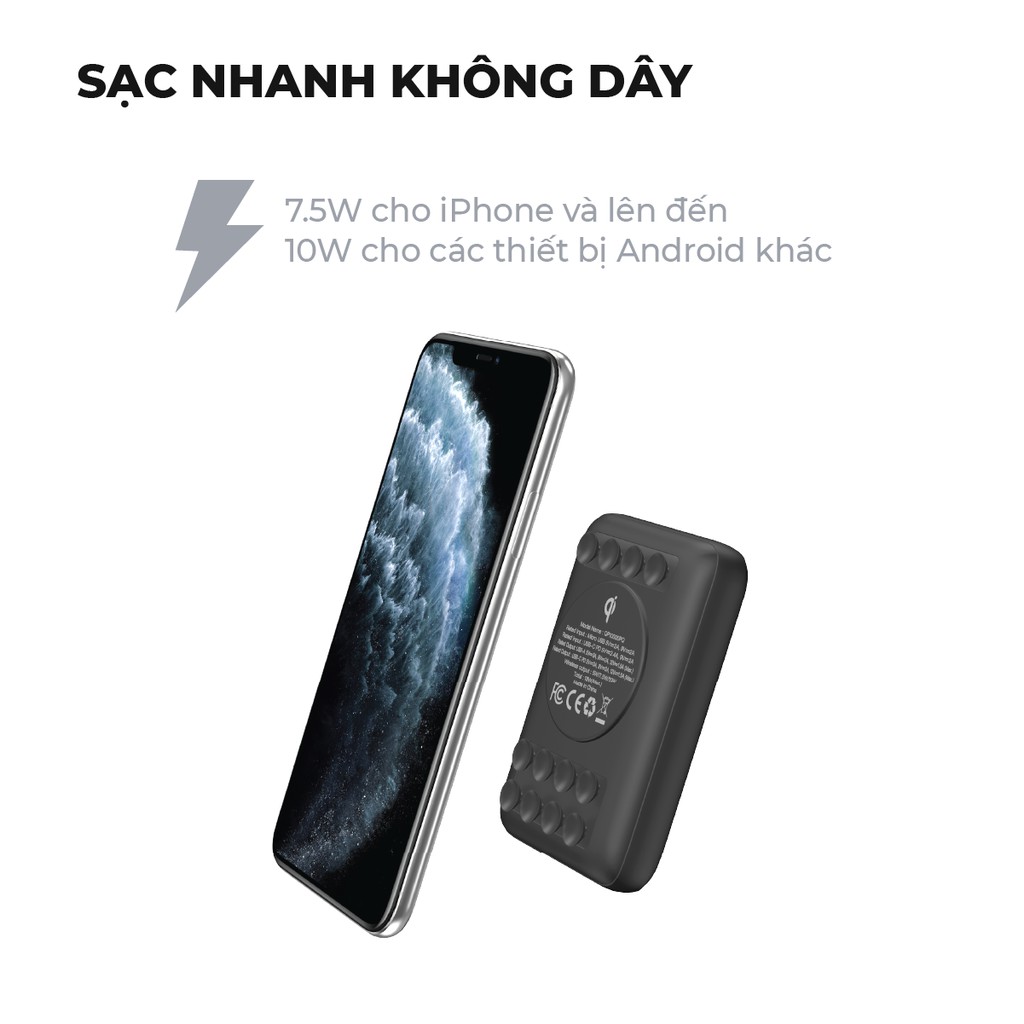 Pin Sạc Dự Phòng Energizer QP10000PQ 10.000mAh - Tích Hợp Sạc Nhanh Đa Nền Tảng - Sạc Không Dây - Thiết Kế Cốc Hút Giữ Thiết Bị - Hàng Chính Hãng