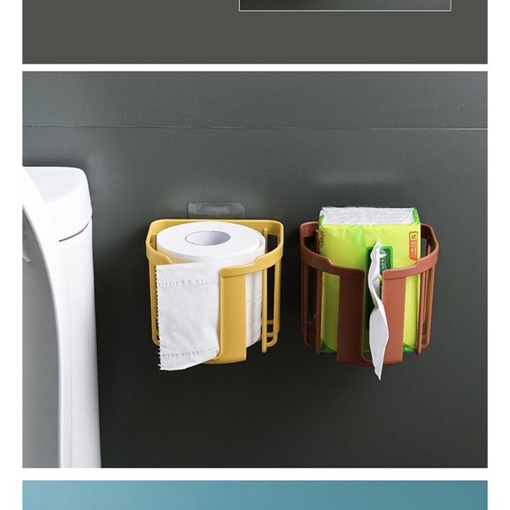 Giỏ đựng giấy vệ sinh dán tường, khay kệ đựng đồ đa năng nhà tắm, nhà bếp