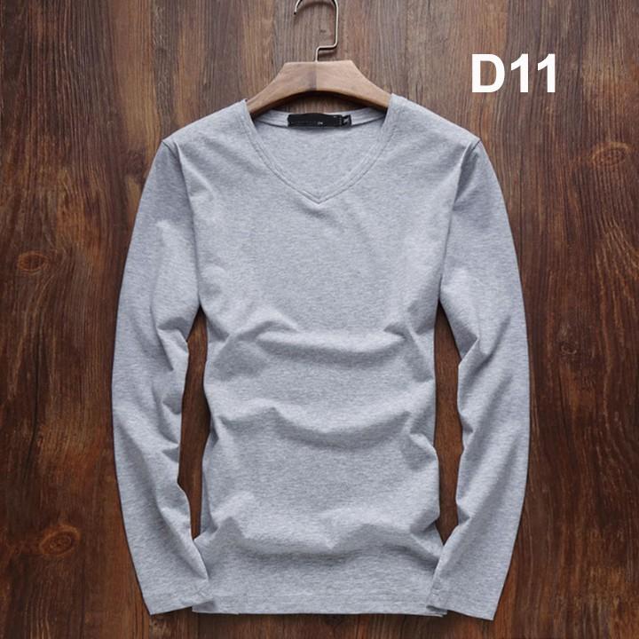 Áo thun nam cổ tim dài tay đẹp nhiều màu đủ size