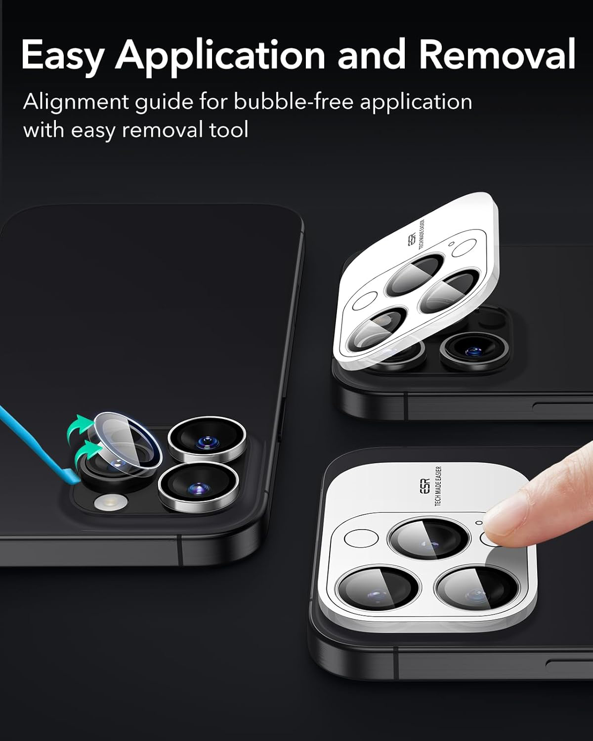 Kính Cường Lực siêu mỏng chống trầy xước bảo vệ ống kính camera ESR cho iPhone 16 Pro / iPhone 16 Pro Max - Hàng Chính Hãng