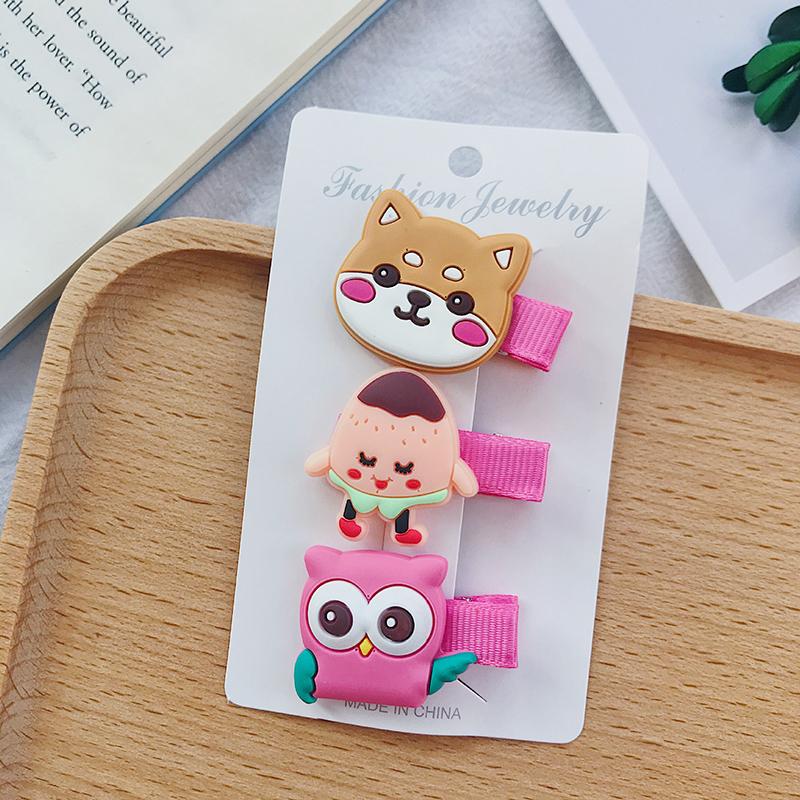 Set 3 Kẹp Tóc Hoạt Hình Xinh Xắn Cho Bé Gái