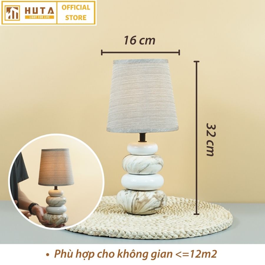 Đèn Ngủ HUTA Light For Life S12 Đá Gốm Sứ Xếp Độc Đáo, Decor Trang Trí Phòng Ngủ, Điều Chỉnh Độ Sáng, Bóng Led Sáng Vàng Tiết Kiệm Điện