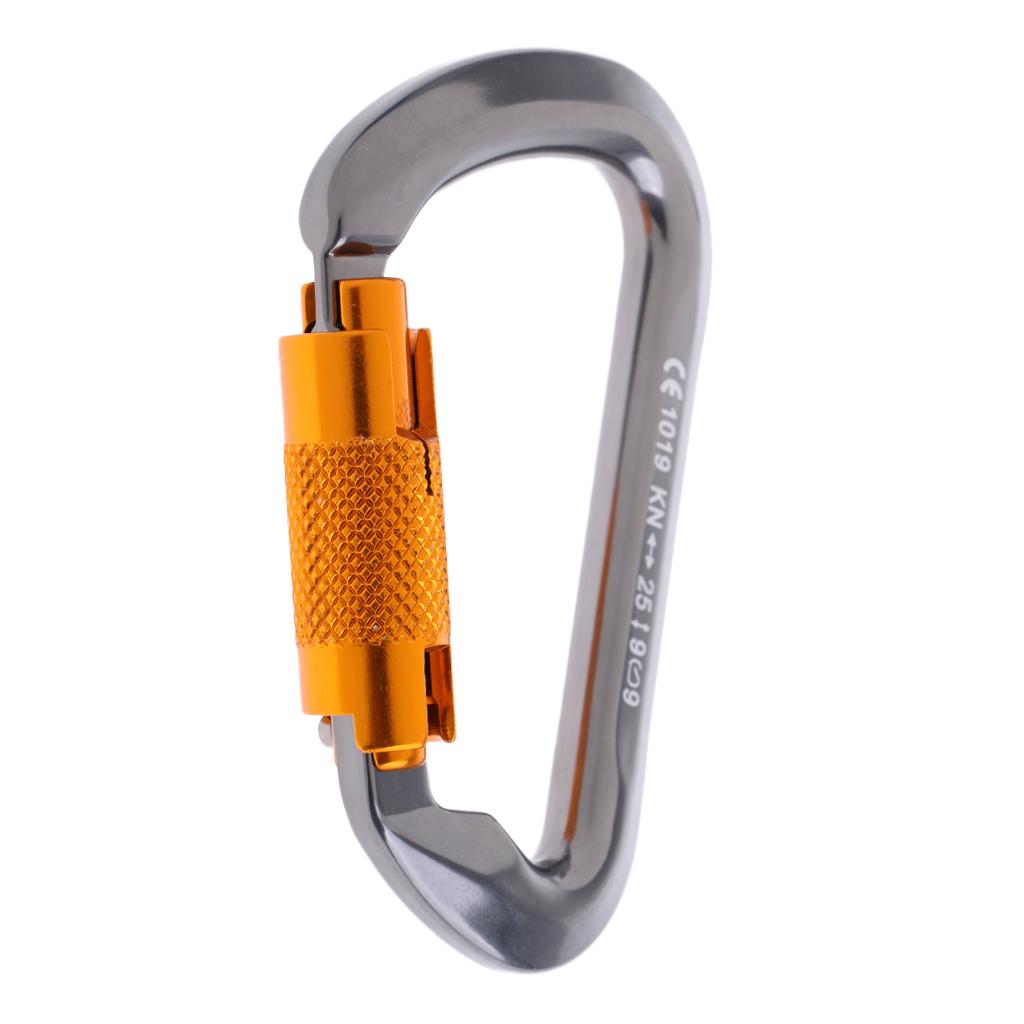 25KN / 2500KG Twist Gate Auto Self Lock Carabiner for Rock Climbing Caving Arborist Rigging Rappelling Rescue Outdoor Sport Tool