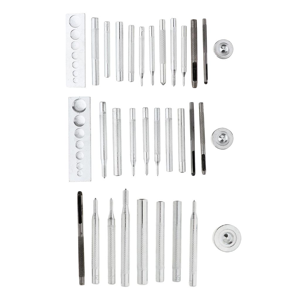 Die Punch Hole Snap Rivet Button Base Kit for DIY Leather Craft Tool 11Pcs