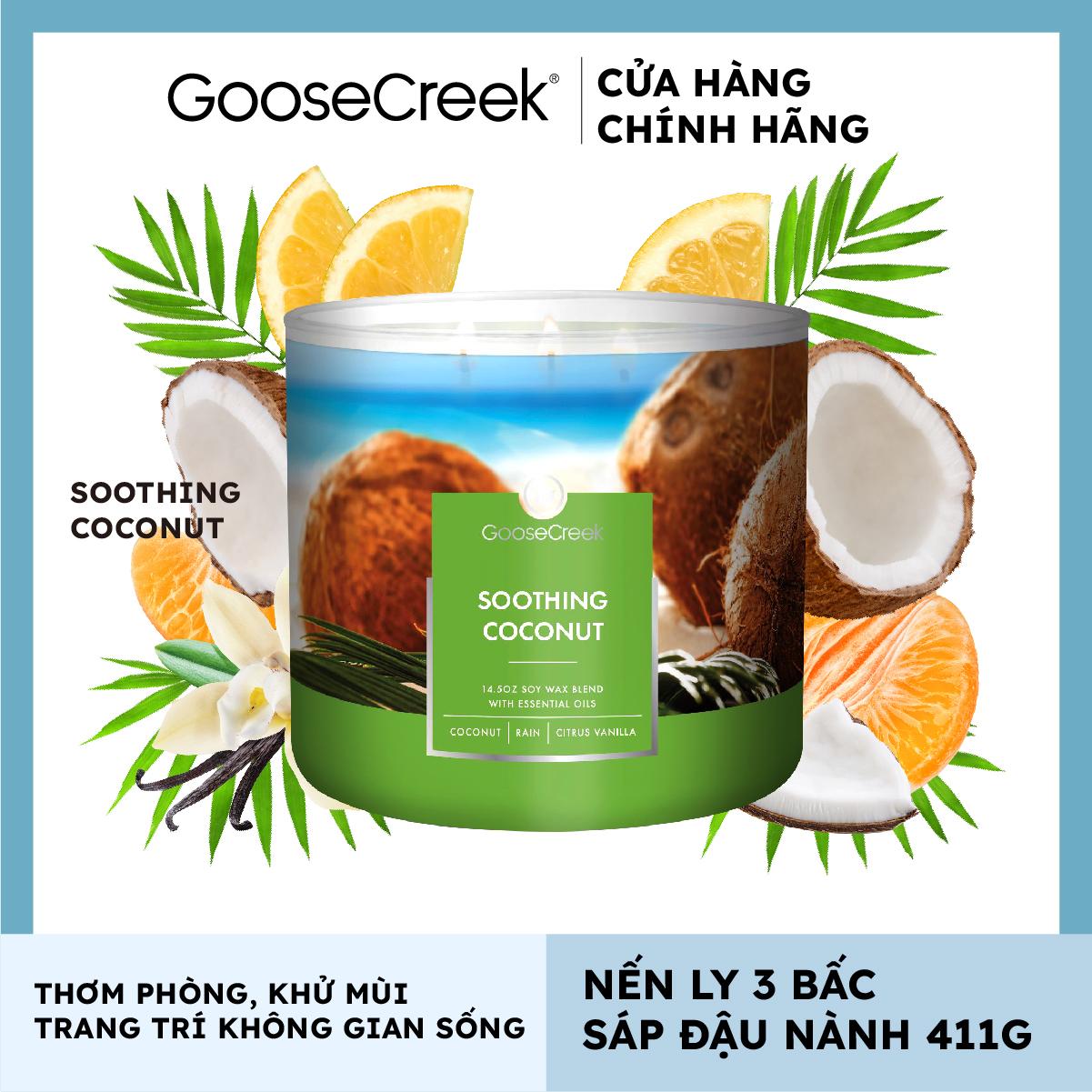 Nến ly 3 bấc sáp đậu nành Goose Creek (411g) - Soothing Coconut