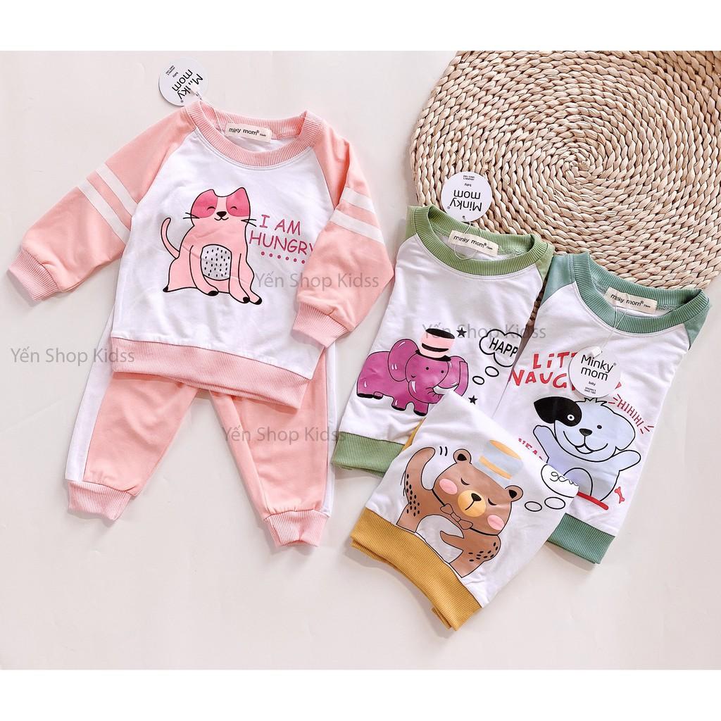 Bộ Dài Tay Da Cá Hàng Minky Mom Họa Tiết Động Vật Cho Bé