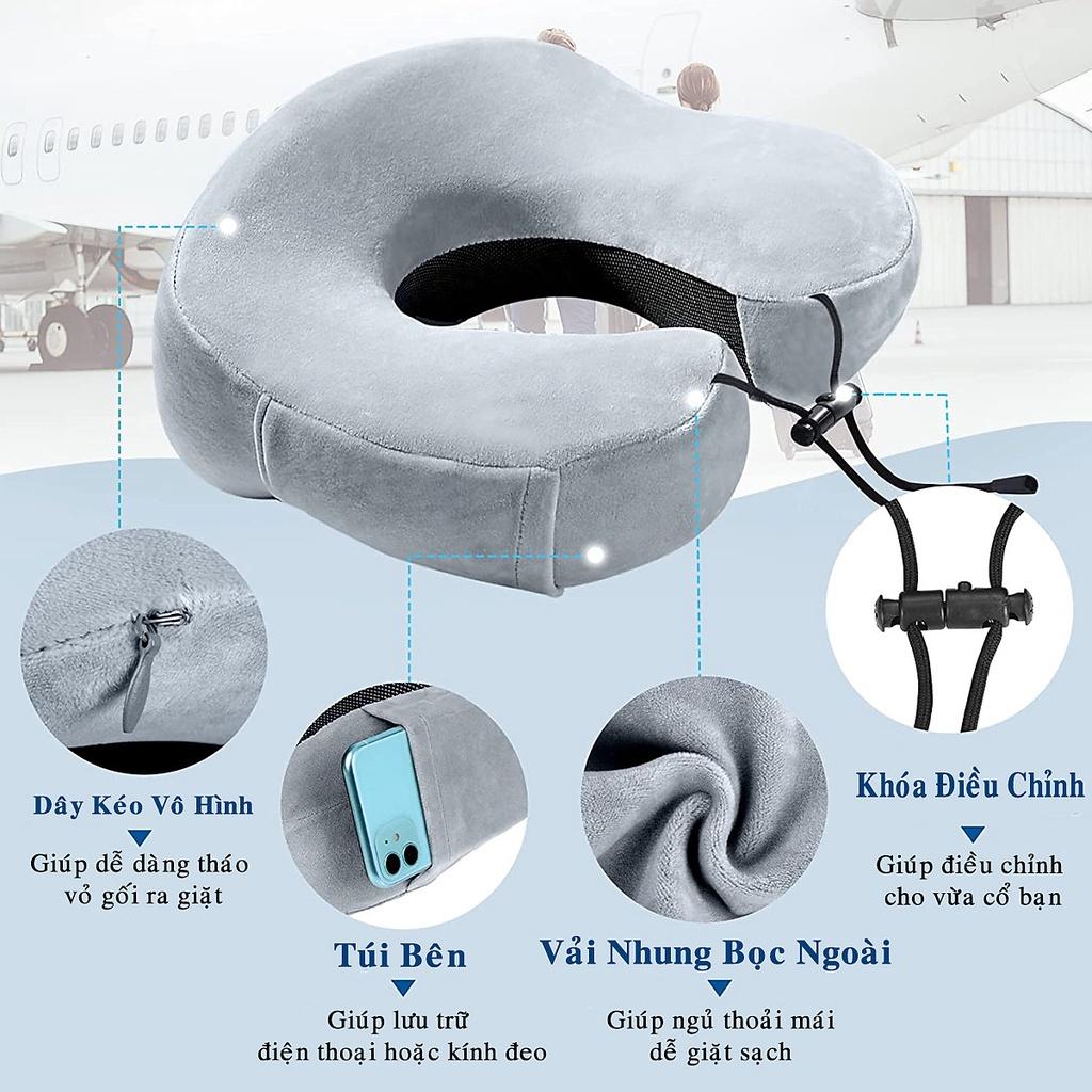 Gối Ngủ Văn Phòng Du Lịch Chữ U Tặng Kèm Bịt Mắt, Bịt Tai Chống Mỏi Chất Liệu Memory Foam - Hãng dododios