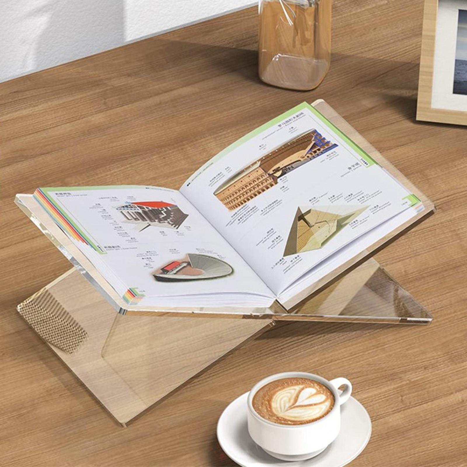 Acrylic Book Stand Transparent Book Holder Reading Rack Recipe Holder Coffee Table Book Stand for Desk Library Picture Conference Room