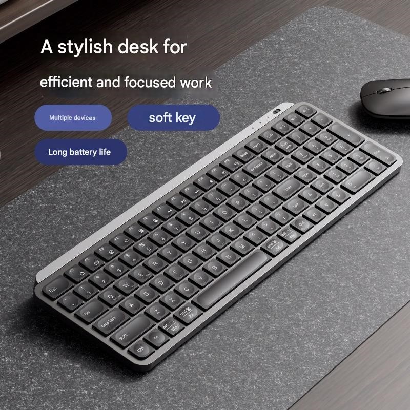 Bàn phím chuột không dây mini X107 - pin sạc - đa kết nối bluetooth 5.0 + Usb wireless 2.4G chống ồn cho pc laptop hàng nhập khẩu