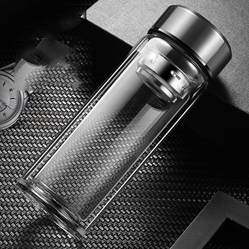 Bình Pha Trà Thủy Tinh 2 Lớp Có Lõi Lọc Inox Tiện Lợi Phong Cách Hiện Đại Quà Tặng Sang Trọng
