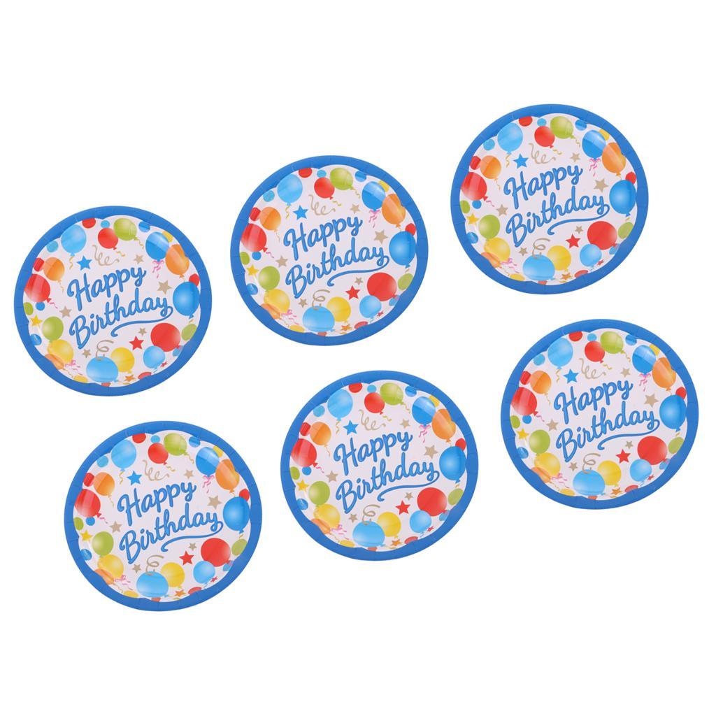 Happy Birthday Baby Shower 6pcs Paper Plates 18cm Party Tableware Decoration