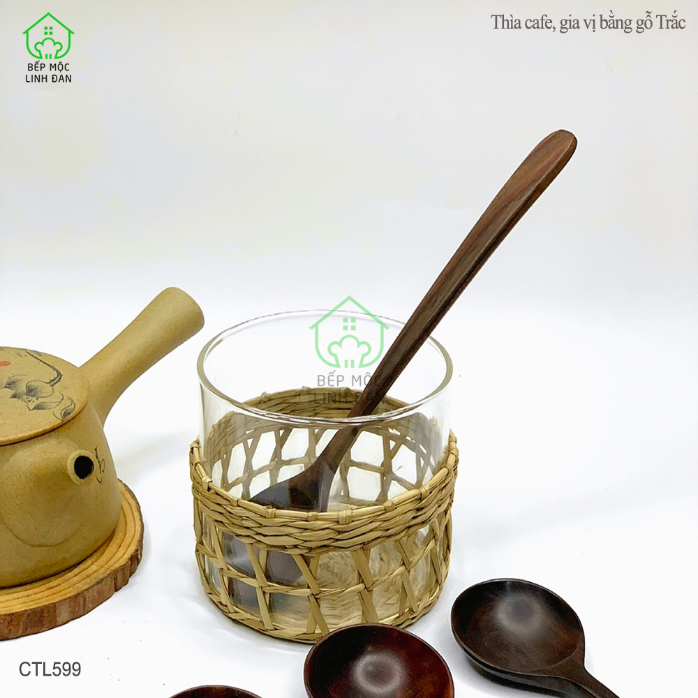 Thìa/Muỗng Ăn Cơm Gỗ Trắc Cẩm Lai Tự Nhiên Để Mộc HAHANCO [CTL599] Size 20cm