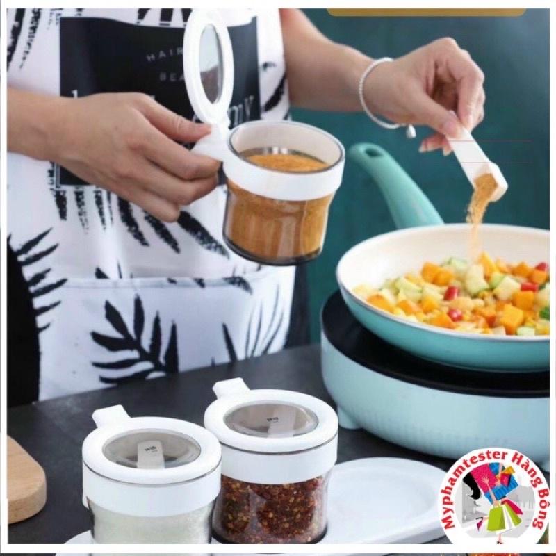 Bộ đựng gia vị nhà bếp bằng nhựa 2 hũ, 3 hũ, 4 hũ