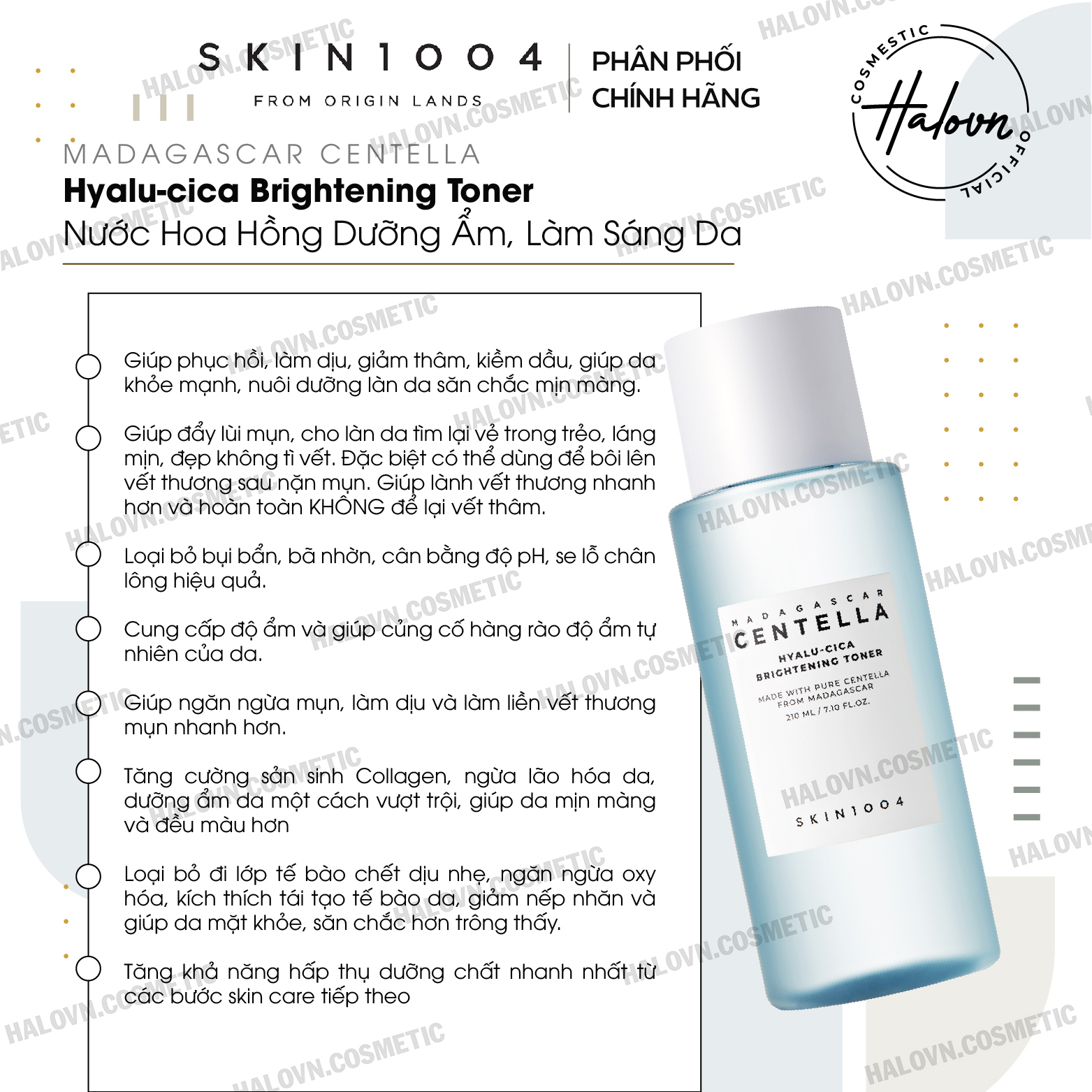 Nước Hoa Hồng Chiết Xuất Rau Má Skin1004 Madagascar Centella Hyalu-cica Brightening Toner 210ml