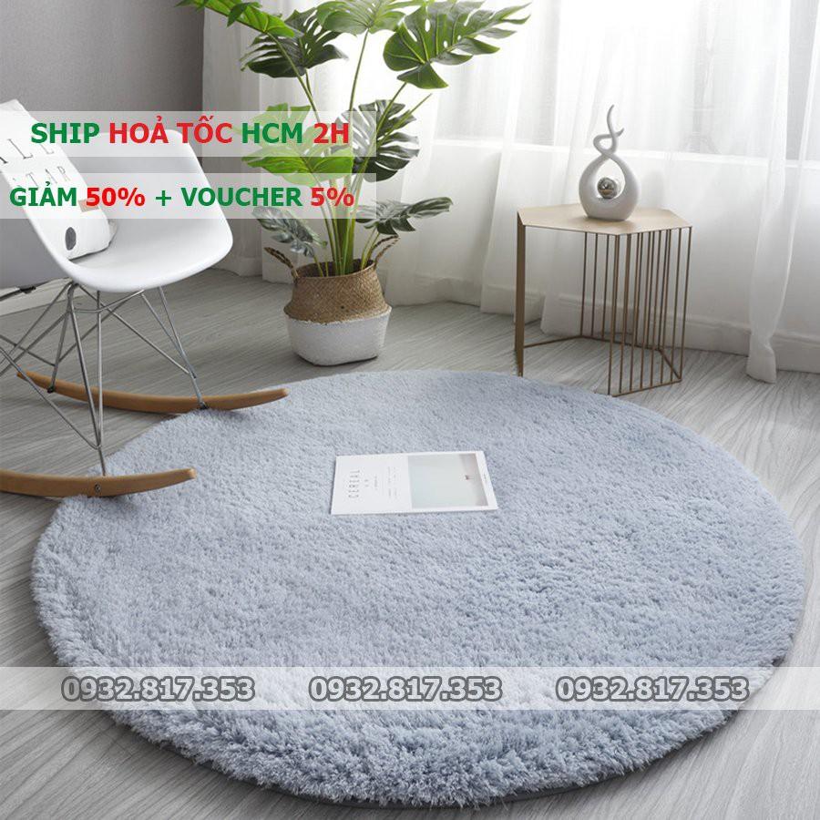 Thảm Lông Cừu Cao Cấp | Lông Tròn Trải Sàn Có Đế Chống Trượt | Tròn 80cm, 1m, 1m2